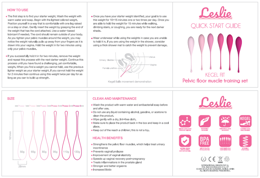 LESLIE - KEGEL FIT -LANTIOLIHASTEN HARJOITUSSARJA 6 PAINOLLA