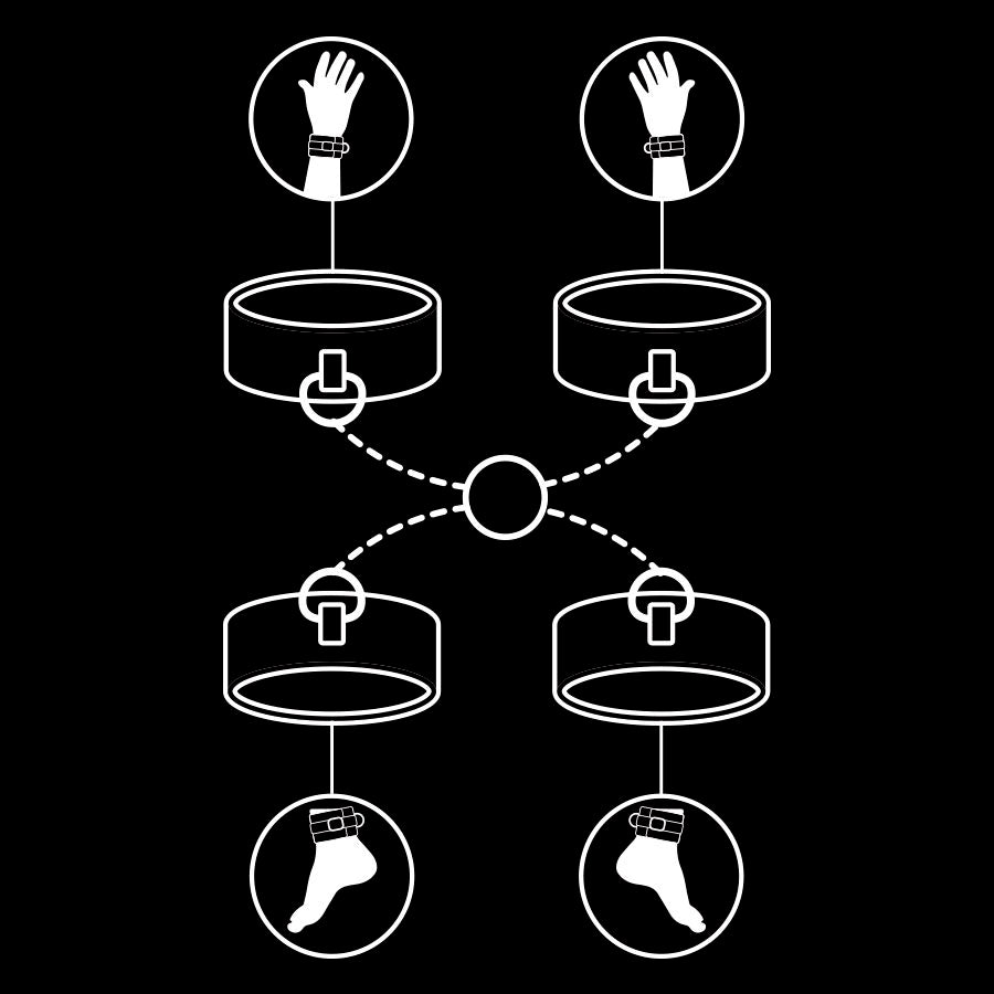 FETISSINEN ALISTUVA - KÄSI- JA NILKKARAUDAT, JOISSA ON NOPREENIVUORI