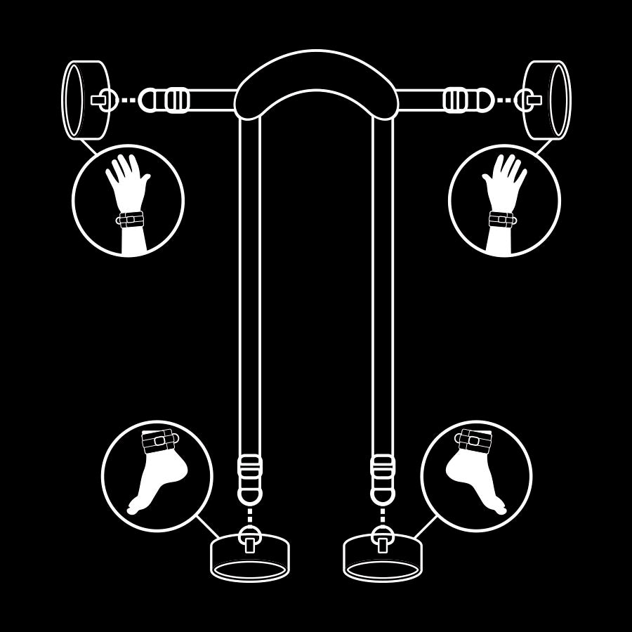 FETISSINEN ALISTAJA - MESTARIASENTO NELJÄLLÄ NOPREENIVUORATUILLA KÄSIRAUDOILLA