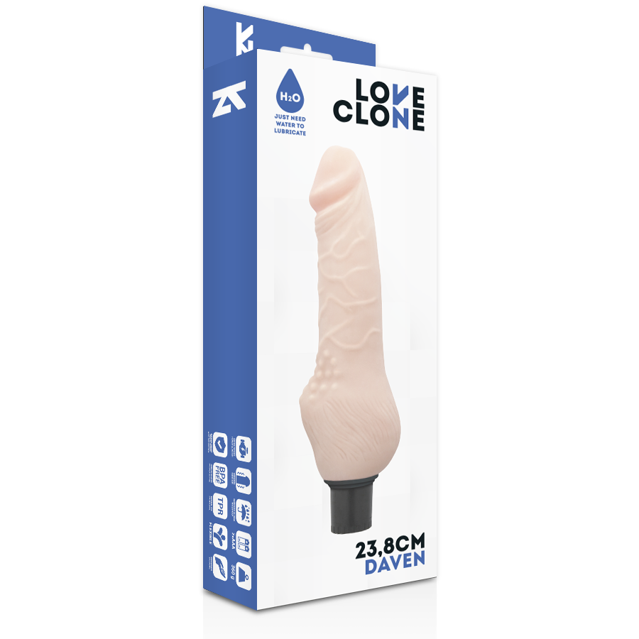 LOVECLONE - DAVEN SJÄLVSMÖRJNING REALISTISK 23,8 CM -O- 3,8 CM