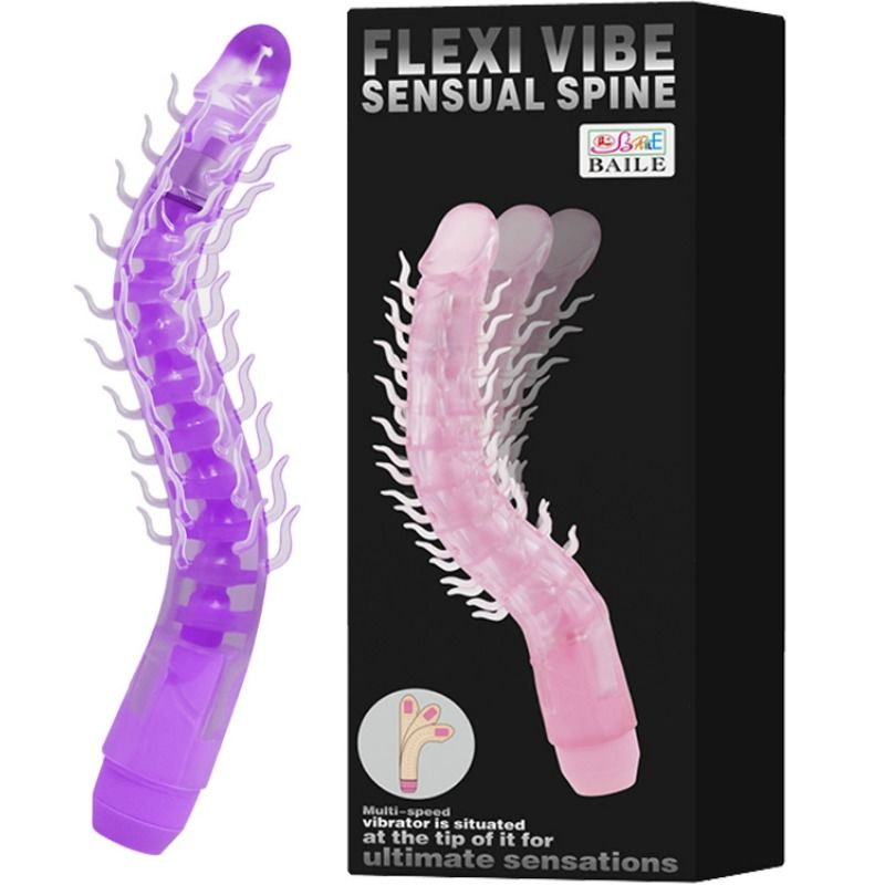 BAILE - FLEXI VIBE SENSUAL SPINE TAIVUTETTAVA VÄRÄHTELYDILDO LILAA 23,5 CM