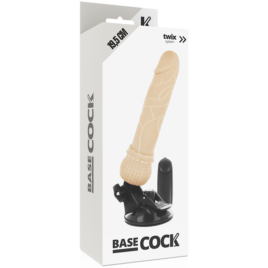 BASECOCK - REALISTINEN VIBRAATTORI, KAUKOSÄÄDIN, IHON PITUUS 19,5 CM - O- 4 CM