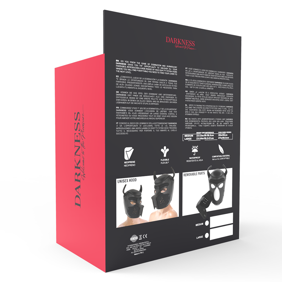 PIMEYS - NEOPREENISTA KOIRANMASKI IRROTETTAVALLA KUONOSUULLA L