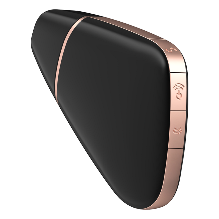 SATISFYER - LOVE TRIANGLE - ILMASYKSI-STIMULAATTORI JA VIBRAATORI MUSTA