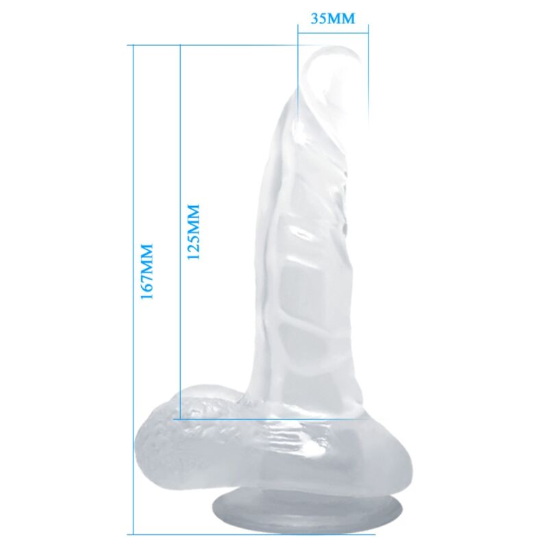 BAILE - REALISTINEN DILDO IMUKUPILLA JA KIVEKSILLÄ 16,7 CM LÄPINÄKYVÄ