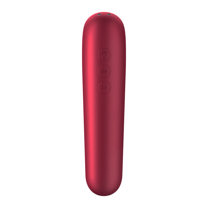 SATISFYER - DUBBEL KÄRLEKSVIBRATOR OCH SUGARE MED PULSERAD LUFT RÖD