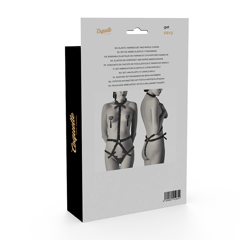 COQUETTE CHIC DESIRE - ELASTINEN VALJASSETTI JA NÄNNINSUOJAT MUSTA