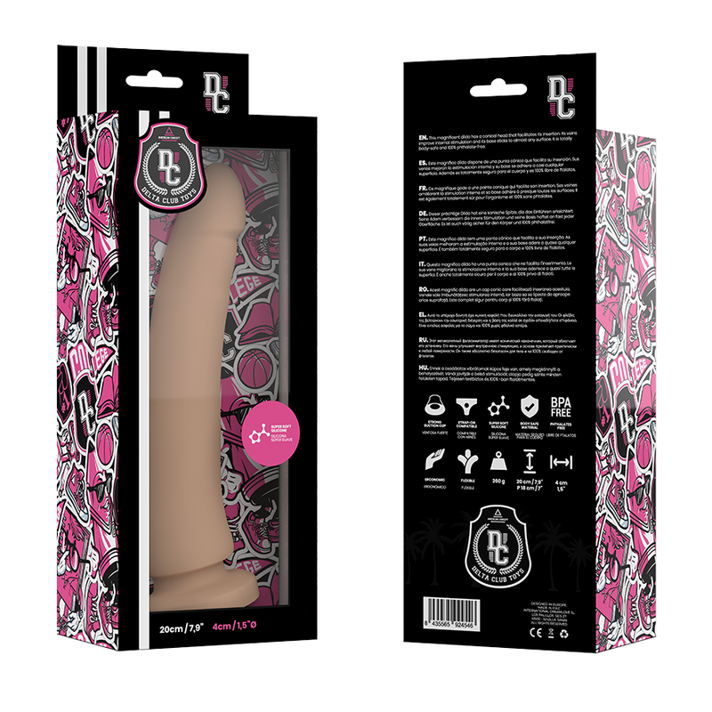 DELTA CLUB - LELUT LUONNOLLINEN DILDO LÄÄKETIETEELLINEN SILIKONI 20 CM -O- 4 CM