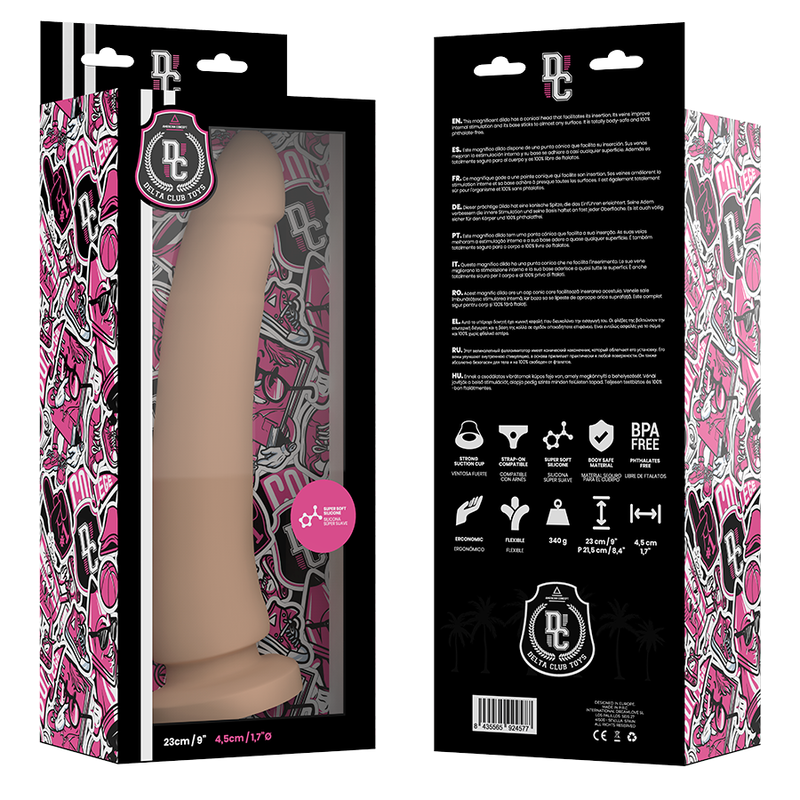 DELTA CLUB - LELUT LUONNOLLINEN DILDO LÄÄKETIETEELLINEN SILIKONI 23 CM -O- 4,5 CM