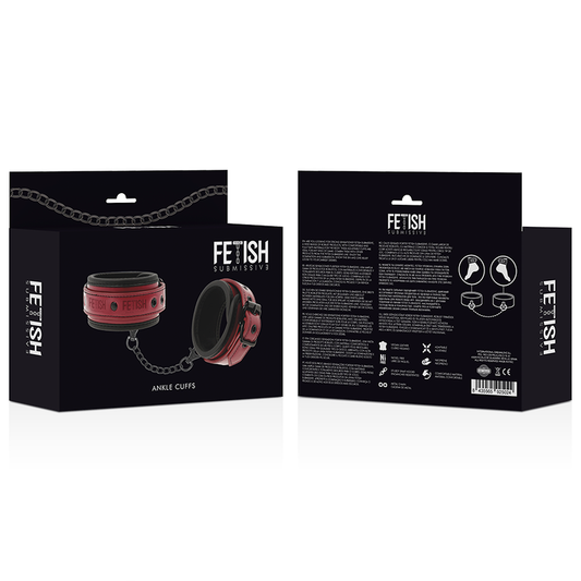 FETISSINEN ALISTUVA PIMEÄ HUONE - VEGAANINEN NAHKAINEN NILKKARAUDAT NEOPREENIVUORALLA