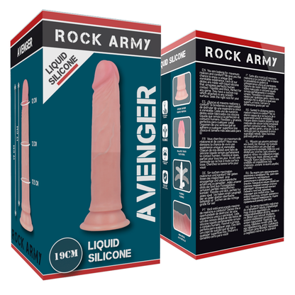 ROCKARMY - SELE + FLYTANDE SILIKONDILDO PREMIUM AVENGER 19 CM -O- 3,98 CM