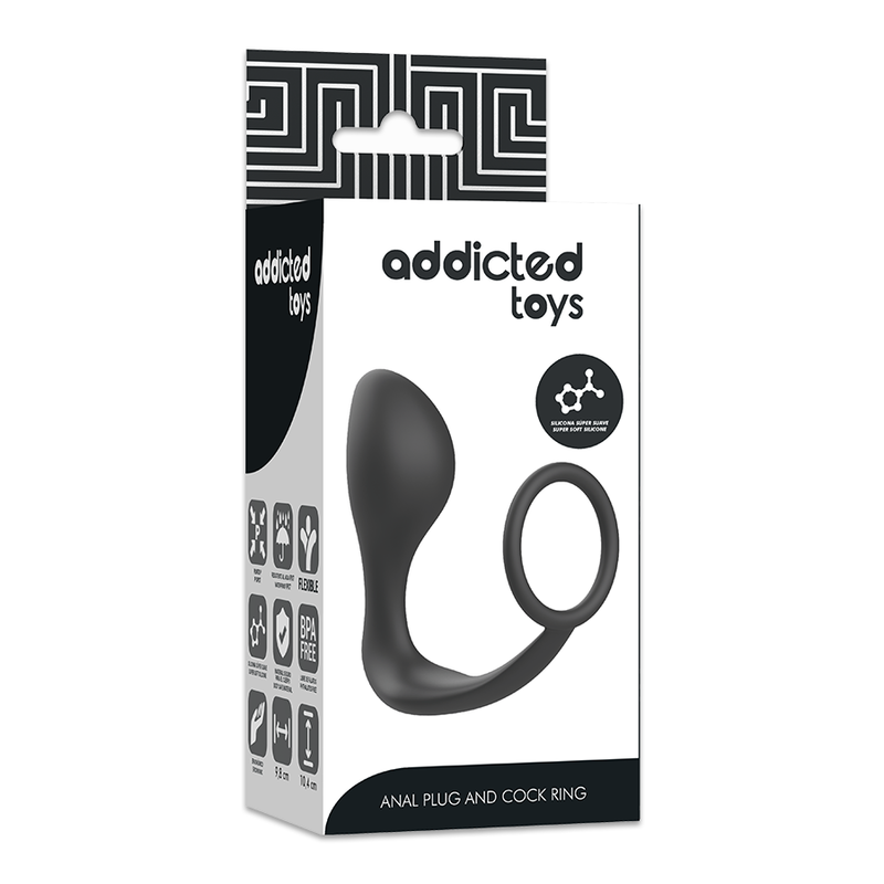 ADDICTED TOYS - ANAALITULPPA MUSTALLA SILIKONIRENKAALLA