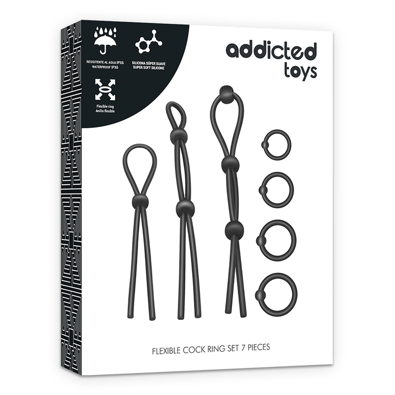 ADDICTED TOYS - JOUSTAVA SILIKONISET PENSIRENKAAT, 7 OSAA